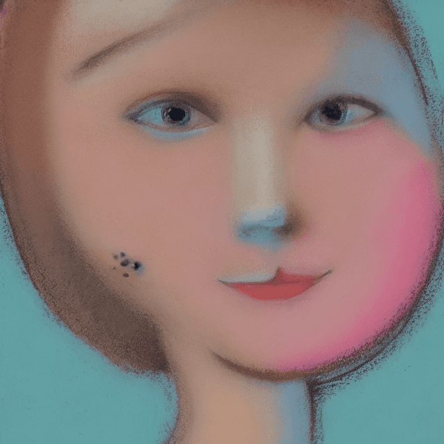 AI generated: artistic, pastel-style portrait of a young woman with an oval-shaped face and a fair complexion with...