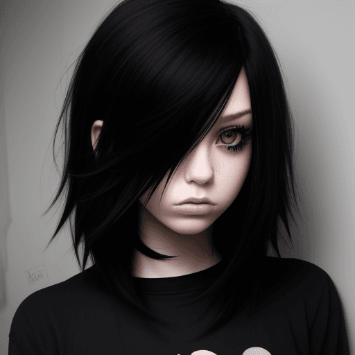 AI generated: emo girl. blak hair
