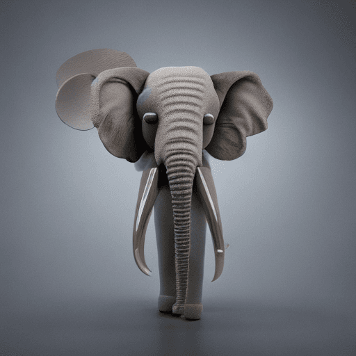 AI generated: Photo of soft toy with elephant head and kangaroo body, dripping wet with slim, dramatic light, cine...