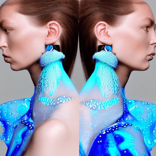 AI generated: Fashion photography jewelry,  light blue translucent  earrings hyper-realistic, detailed 8k, realist...