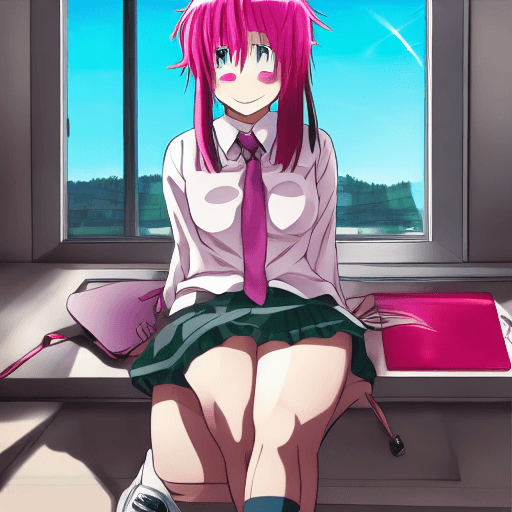 AI generated: NSFW
School girl, skirt, desk's in background, anime, boy laying down facing up, girl sitting on his...