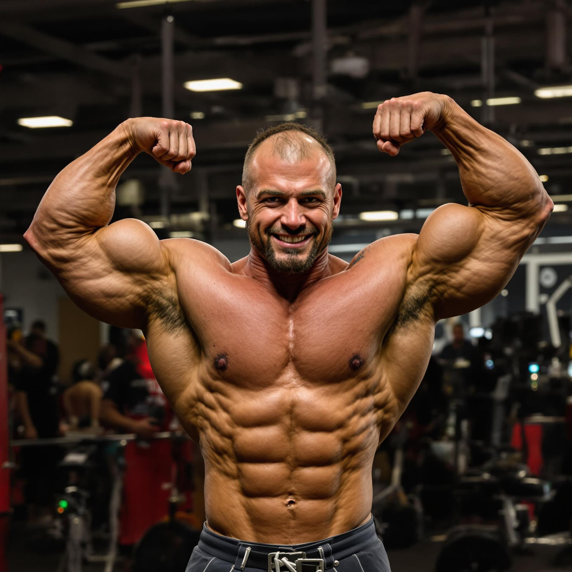 AI generated: bodybuilder giving a power pose