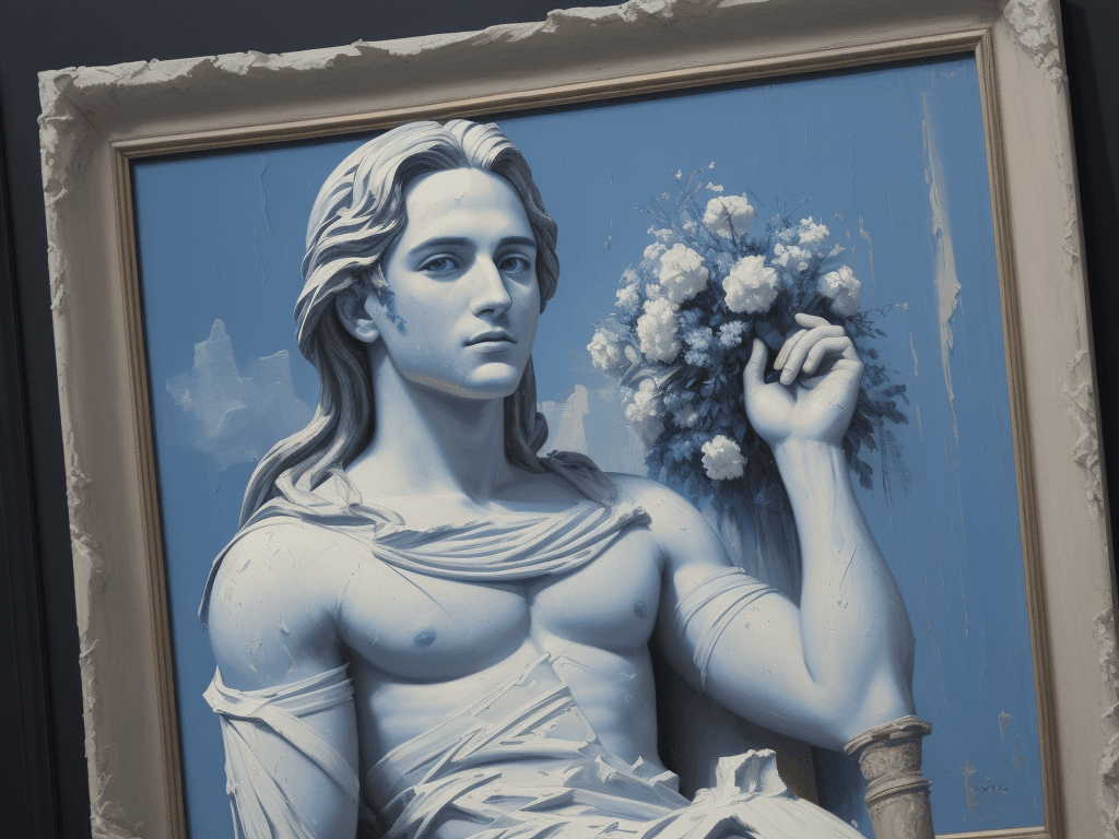 AI generated: the Apollo, impasto technique, oil painting, contemporary era, primarily monochromatic with accents ...