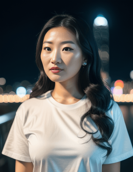 AI generated: (extremely detailed CG unity 8k wallpaper) | portrait of peggy gou | natural face | (natural wavy bl...