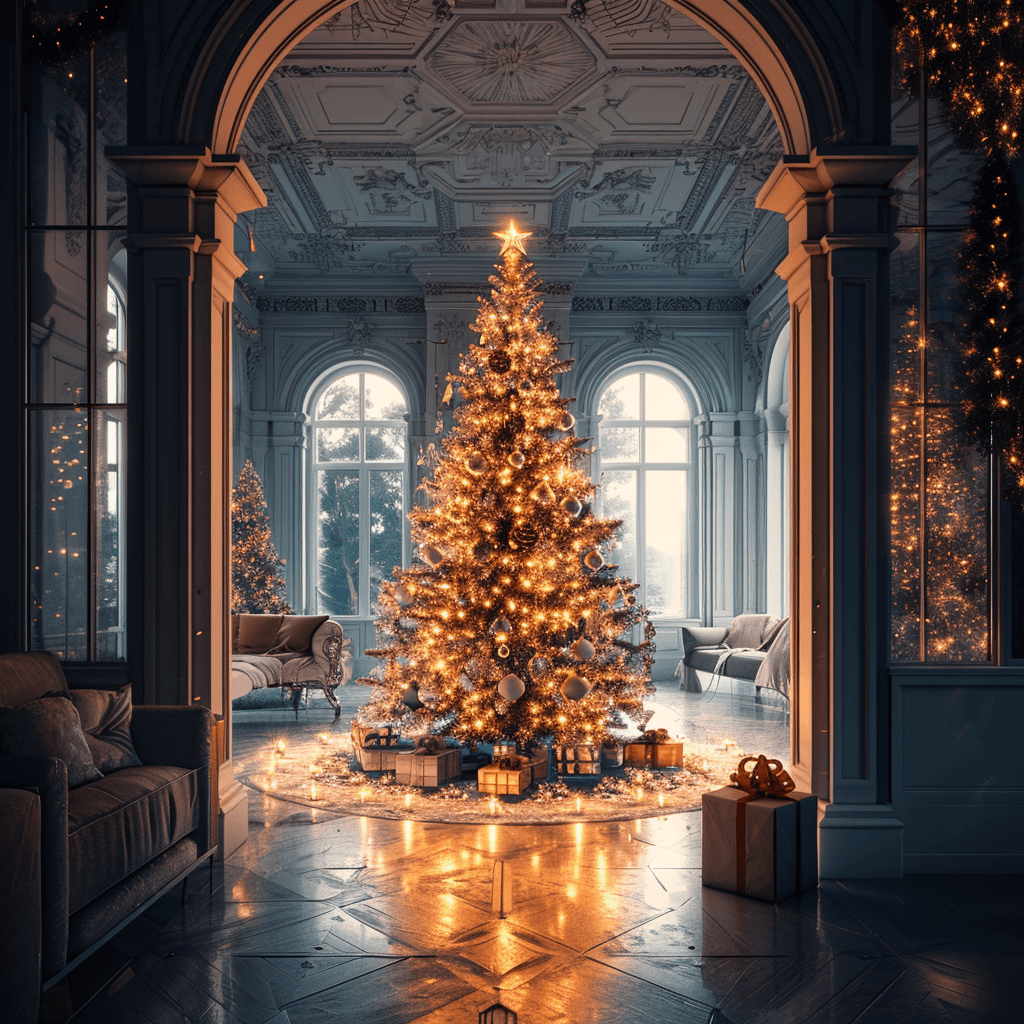 AI generated: Create a conceptual Christmas poster, HDR, hyper realistic, photorealistic, 32k UHD resolution, whit...