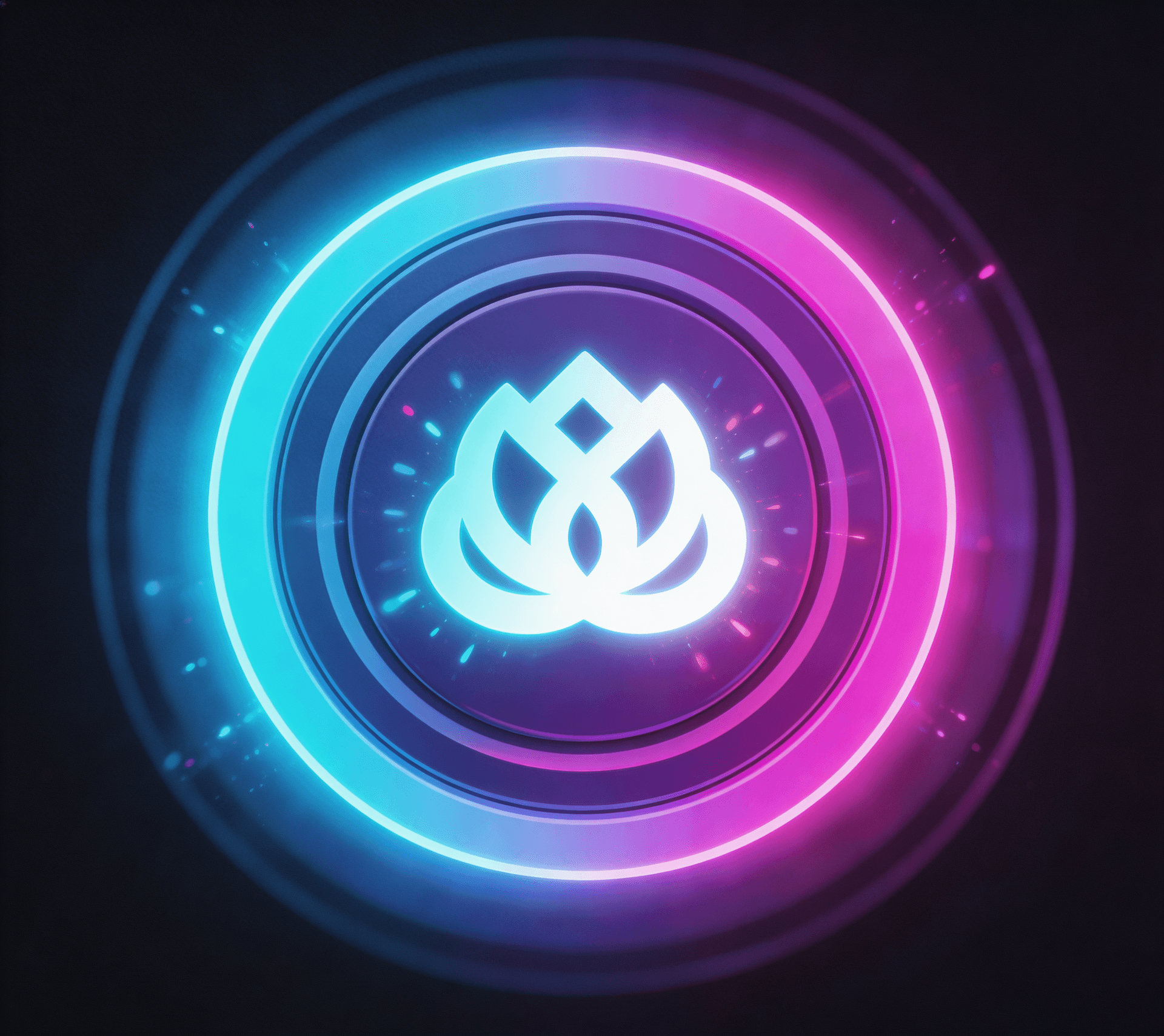 AI generated: circular button design in pressed activated state, stylized lotus flower 
at center blazing bright w...