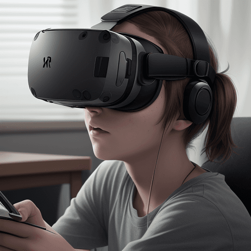 AI generated: a homeschooled student studies with the help of VR realistic 
cinematic, hyper realism, high detail,...