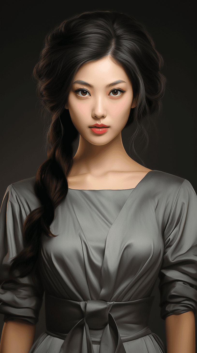 AI generated: a woman posing for a picture, in the style of realistic yet ethereal, xiaofei yue, michael malm, dar...