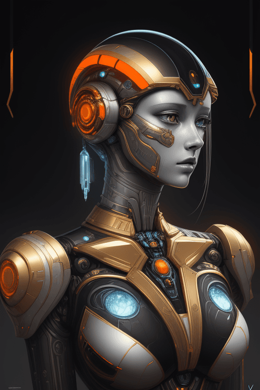 AI generated: scifi fantasy illustration beautiful robot, in the style of realistic hyper-detailed portraits, dark...