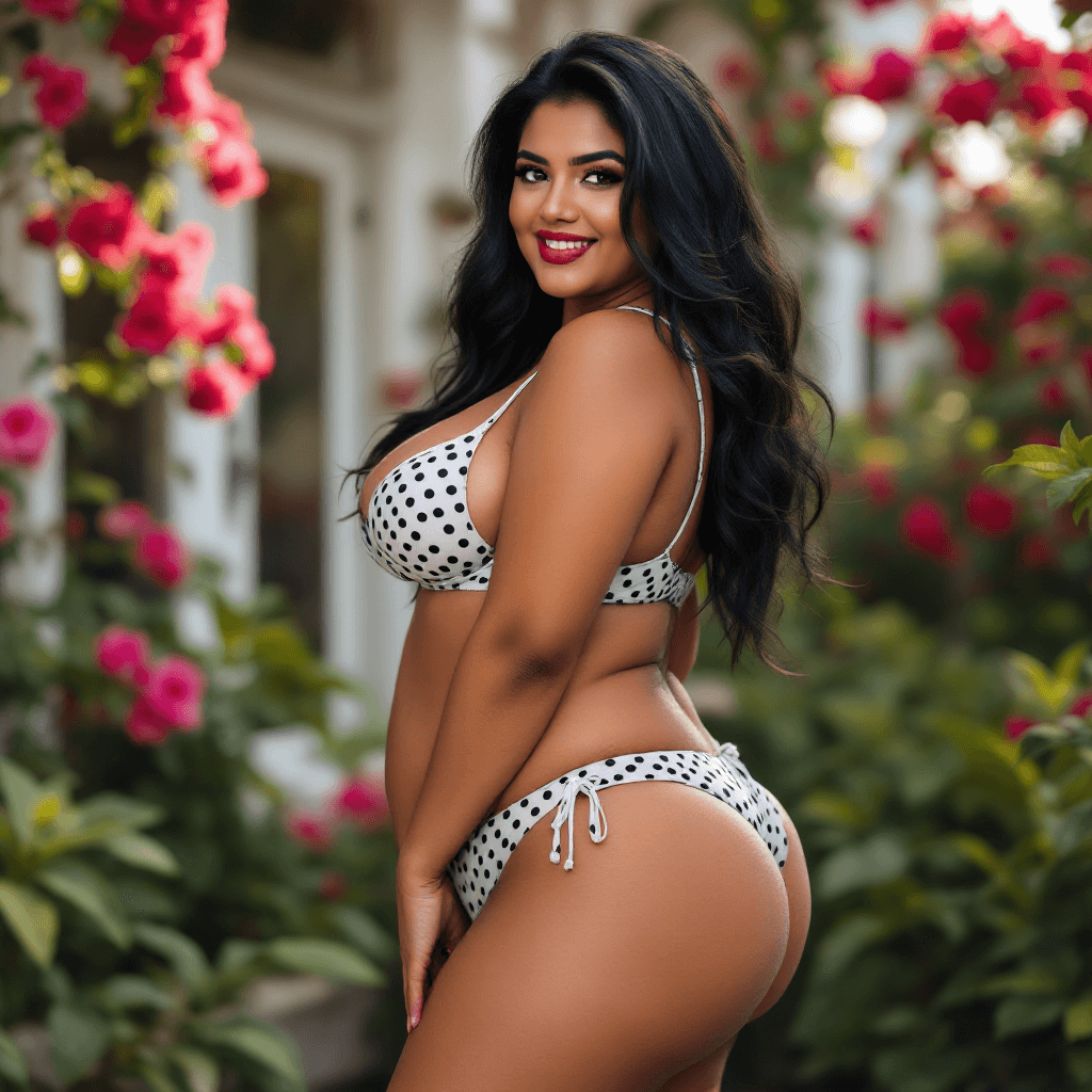 AI generated: a full body picture of an south Indian sexy woman with realistic look of a very hot  plus size girl ...