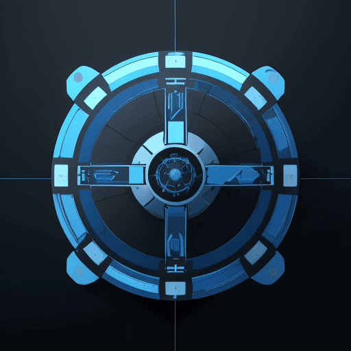 AI generated: Vector graphic of a single machine, blue color scheme, sleek design, precision engineering, technica...
