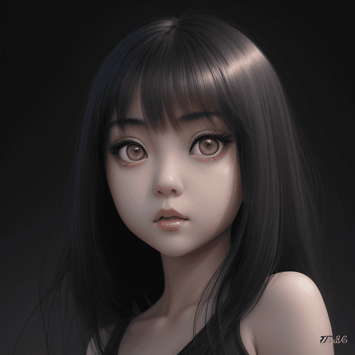 AI generated: an asian girl with big eyes and dark hair, in the style of the stars art group (xing xing), photorea...