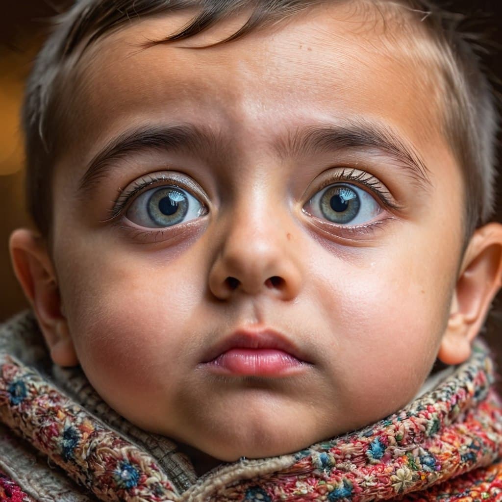 AI generated: baby, cute, HD, colorful, digital portrait, dynamic lighting, intricate, ultra detailed huge eyes, b...