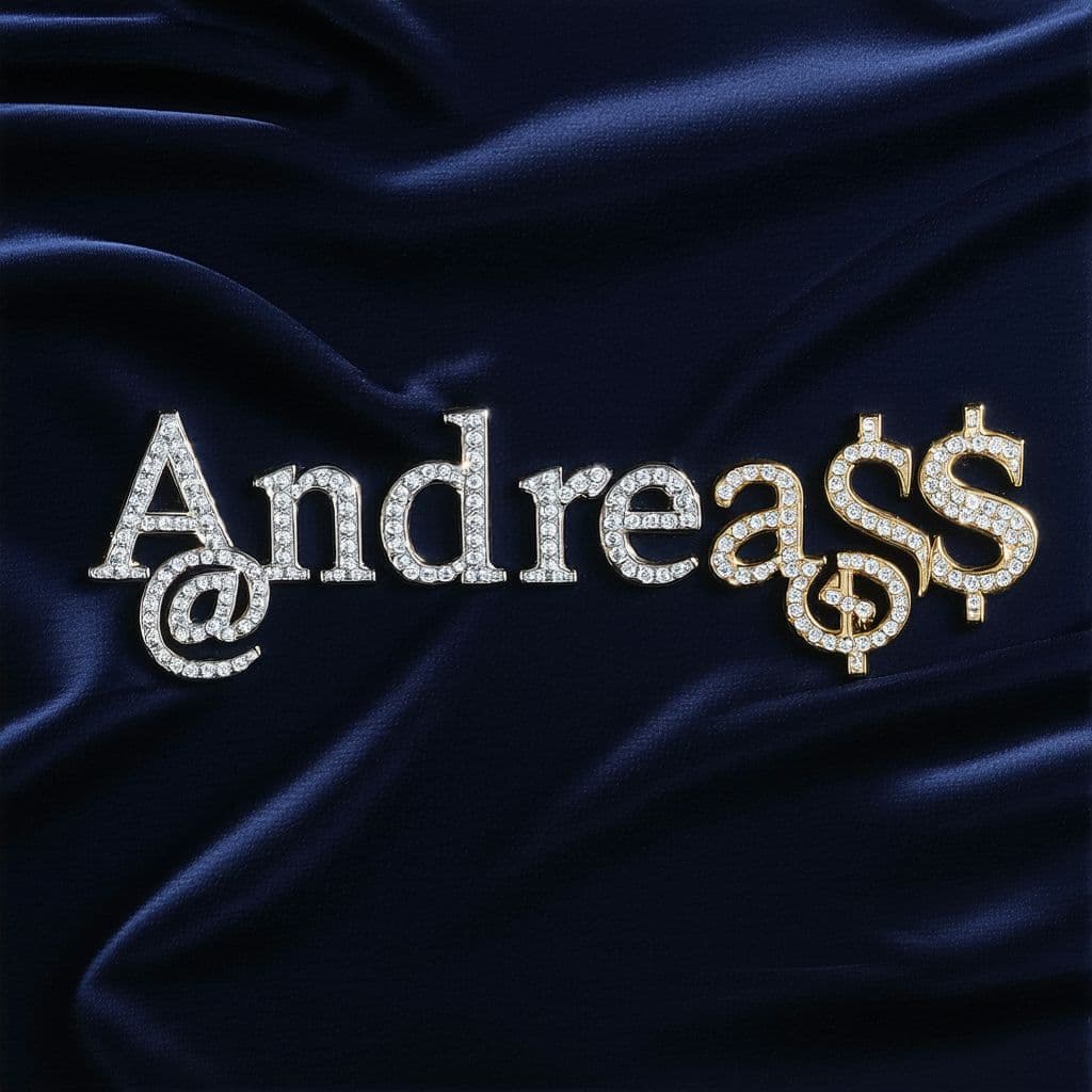AI generated: A striking hyperrealistic oil painting depicting the name "Andreas" styled as an acronym "@ndr€@$". ...