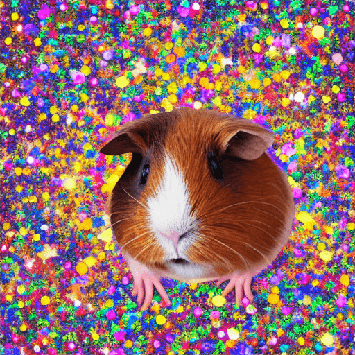 AI generated: a photorealistic portrait of a feminist guinea pig , surrounded by glitter in heaven, beautiful phot...