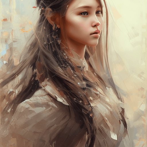 AI generated: an image of a girl with long hair, in the style of russ mills, michael garmash, charming sketches, m...