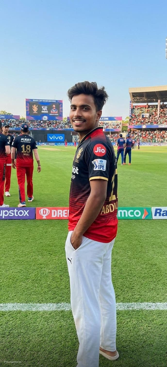 AI generated: magine Video prompt: Realistic HD cricket ground with RCB jersey