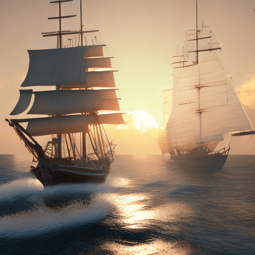 AI generated: Photo of a ultra realistic sailing ship, dramatic light, pale sunrise, cinematic lighting, battered,...
