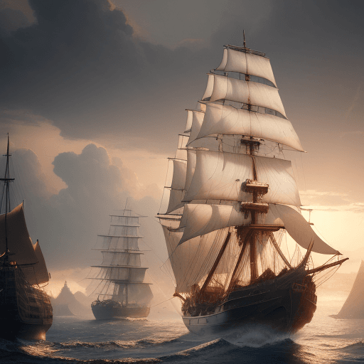AI generated: Photo of a ultra realistic sailing ship, dramatic light, pale sunrise, cinematic lighting, battered,...