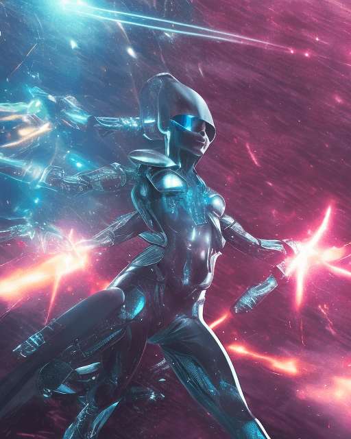 AI generated: High octane action battle scenes with powerful alien superheroes wearing elongated alien armor made ...