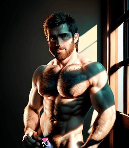 AI generated: Wide-Angle Shot, professional color grading, 1 man naked with flaccid penis, cock, handsome, hairy c...
