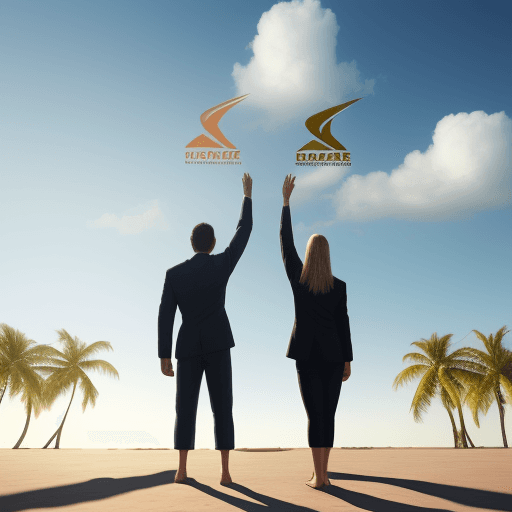 AI generated: High quality, realistic, people standing on their palms, logo