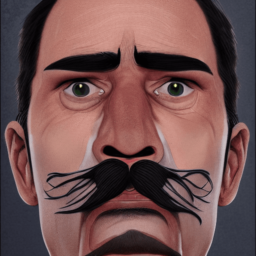 AI generated: Hyper realistic 
The incredible face of a man with a mustache, he yells, his eyes are red with rage,...