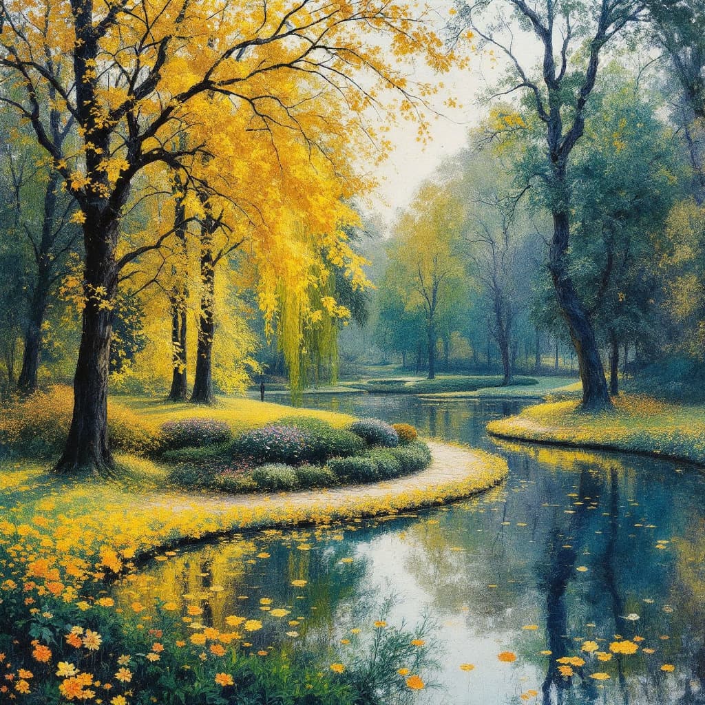 AI generated: (Masterpiece), (("Park Monceau (1876) by Claude Monet ) )), Inspired by the style illustrations of G...