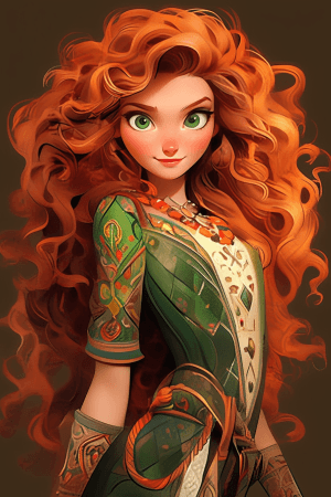 AI generated: A brave and adventurous movie character, animated style, with vibrant makeup, oil painting by Filipp...