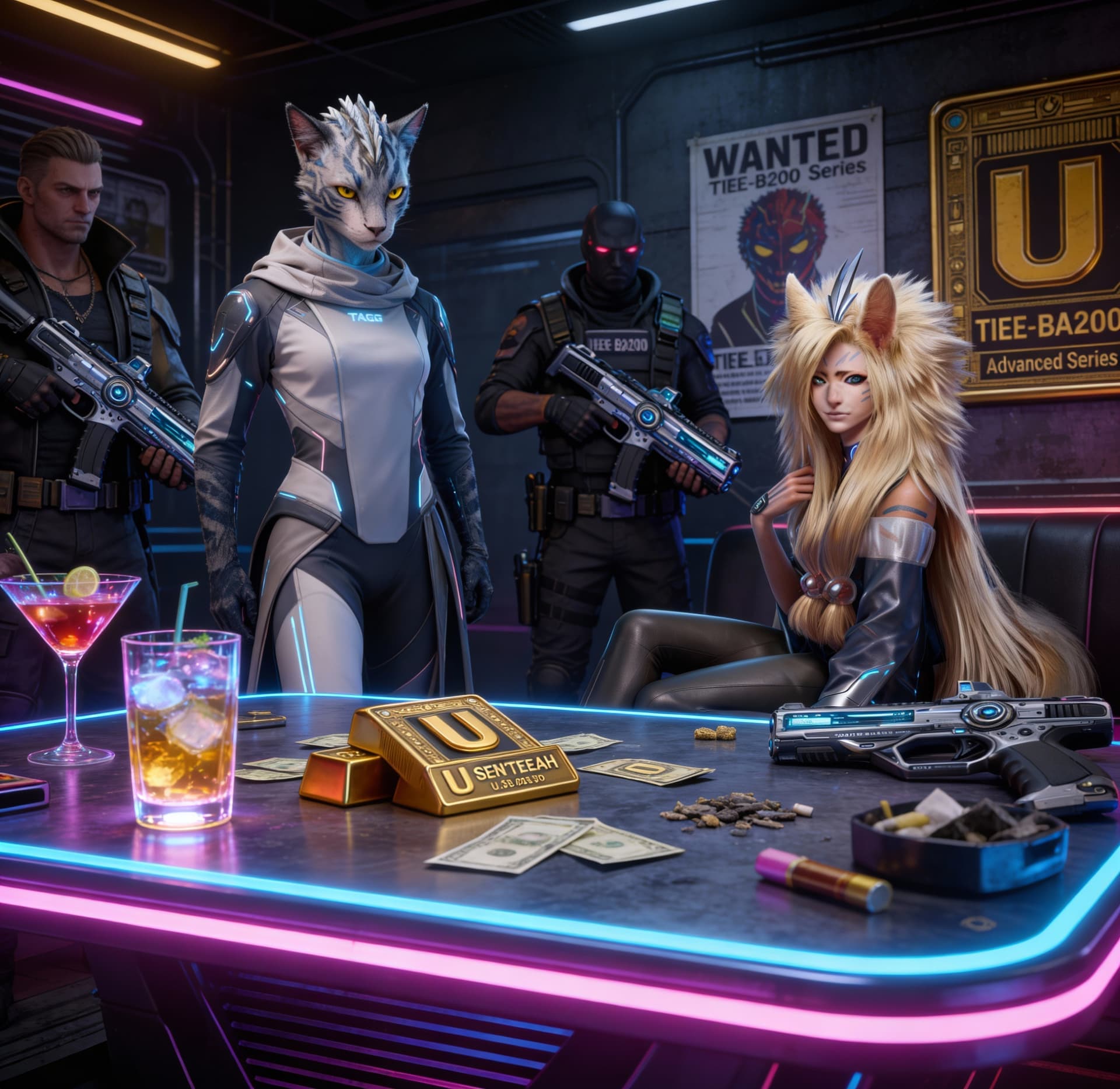 AI generated: Be inspired and create from the reference images, a Sci-Fi view of a futuristic underworld. Use the ...