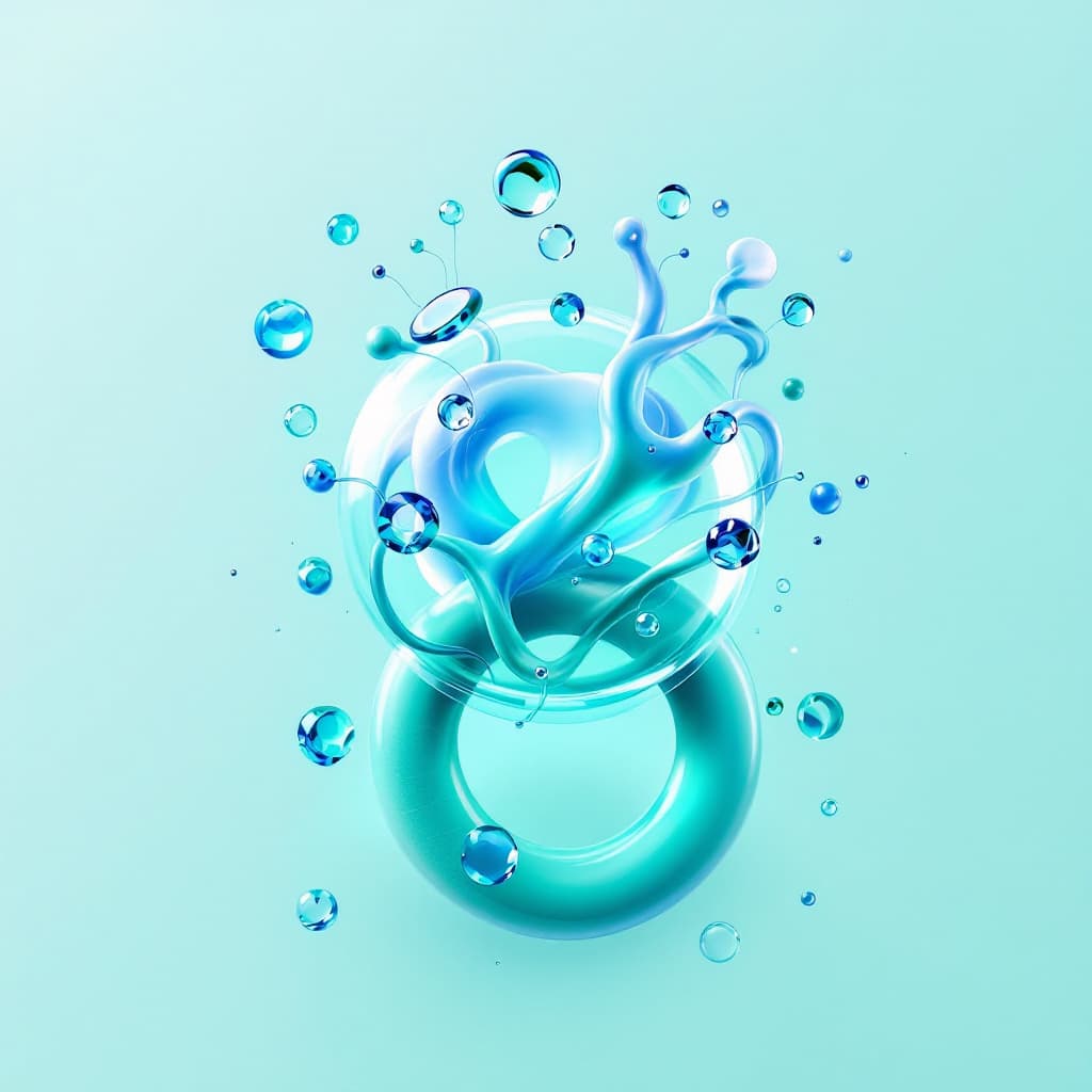 AI generated: 3D stylized cell rejuvenation, teal and blue gradient, abstract anatomical, contemporary art, smooth...