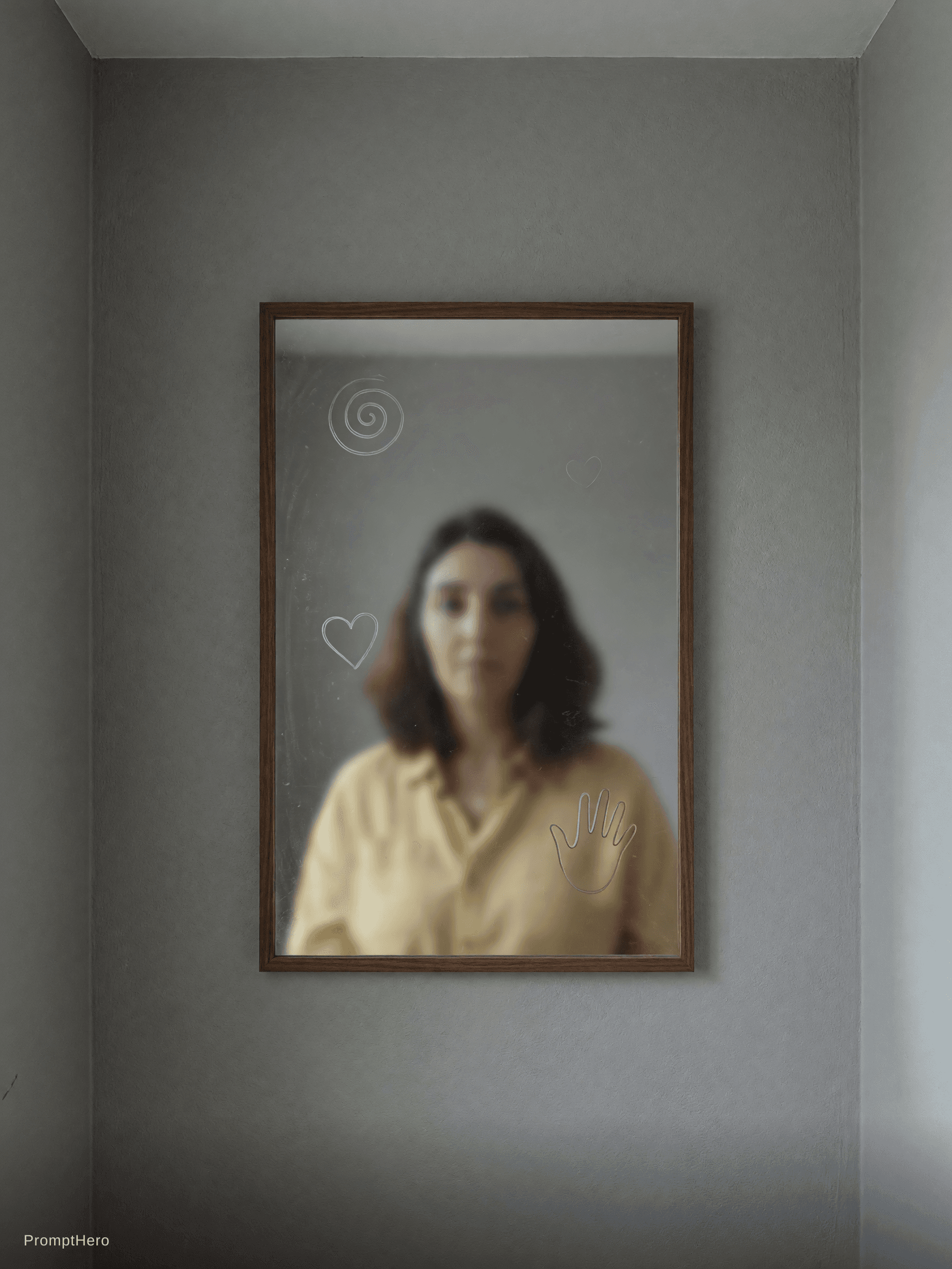 AI generated: A quiet room, no windows, no doors. In the center, a mirror – not old, not new. The reflection is no...