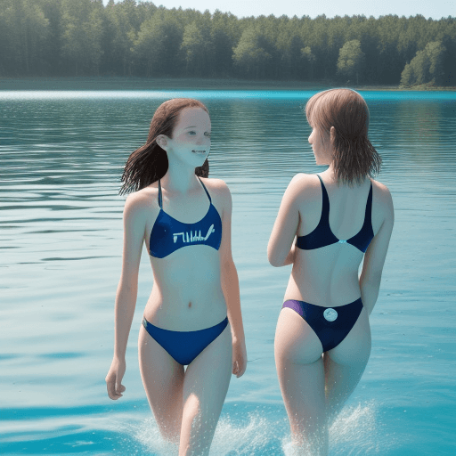 AI generated: swimming girls on the lake