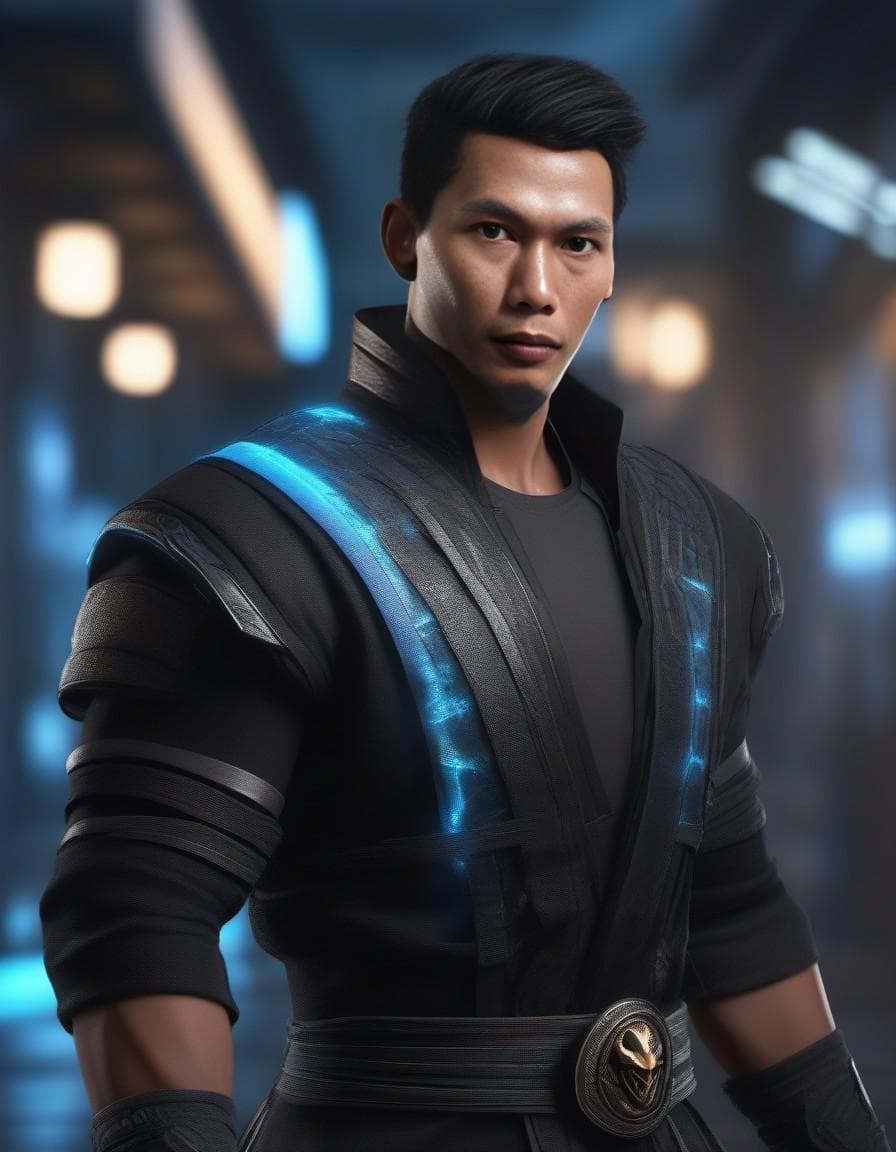 AI generated: Mortal Kombat Frost, cyberpunk, outdoor, street, ice blue, hyperrealism, photorealistic, 8k, unreal ...