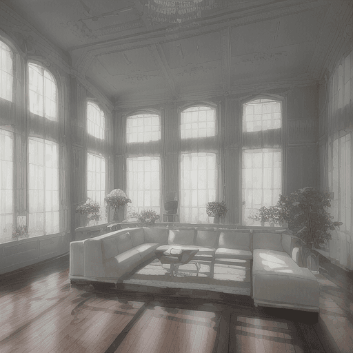 AI generated: High resolution photography interior design, dreamy sunken living room conversation pit, wooden floo...