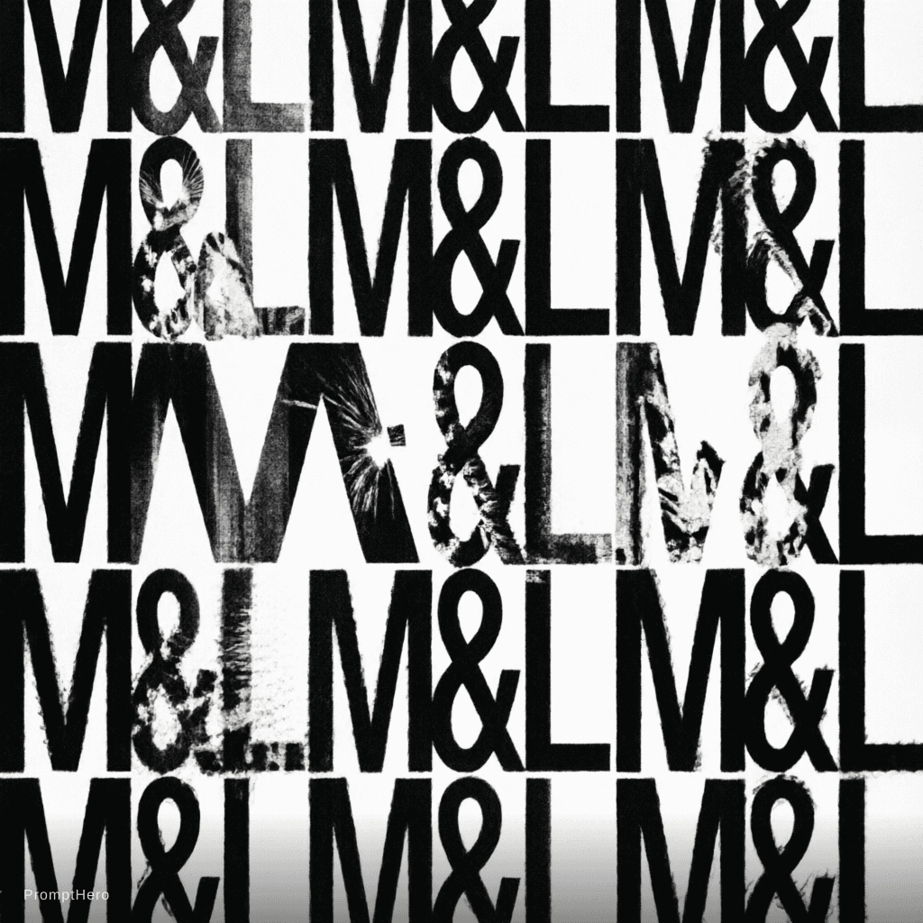 AI generated: create a pattern the text "M&L" in black on white. The pattern should fit exactly into itself on eve...
