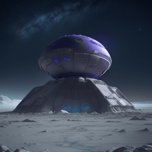 AI generated: Space base located on a frozen plateau of Mars with the Python logo prominently displayed on one of ...