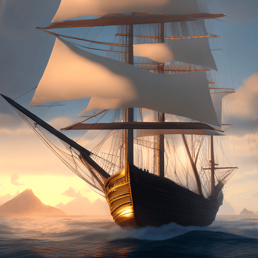 AI generated: Photo of a ultra realistic sailing ship, dramatic light, pale sunrise, cinematic lighting, battered,...
