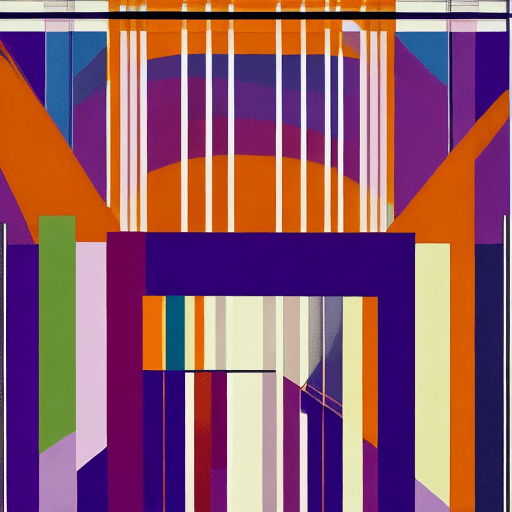 AI generated: a bridge on a two tone background, in the style of minimalist color field, multi-layered geometry, b...