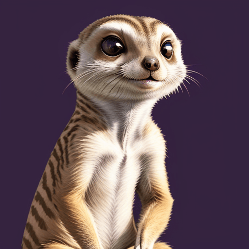 AI generated: A portrait of a meercat. bored. Purple background