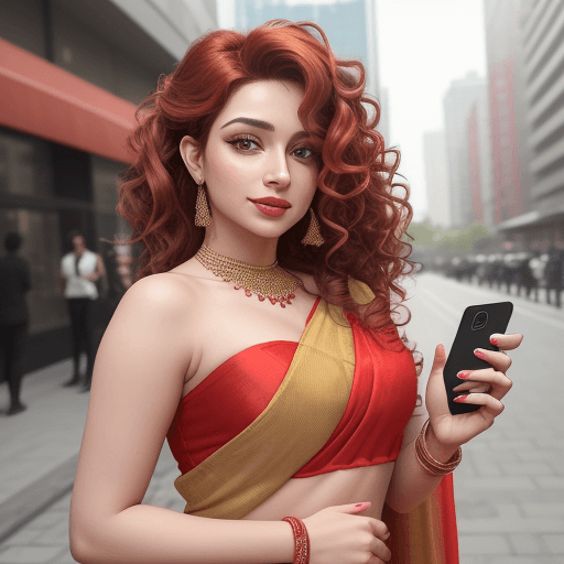 AI generated: An image of a woman. Tiktok influencer, capturing a selfie in an urban outdoor setting. She is turne...