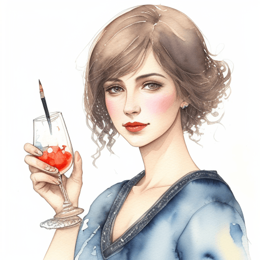 AI generated: a charming woman, watercolor, pen and alcohol ink