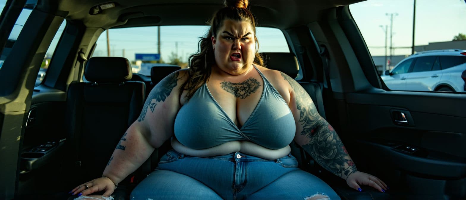 AI generated:  full body , very very very big muscle chubby  woman,,very tall, , big traps and shoulders, she is m...
