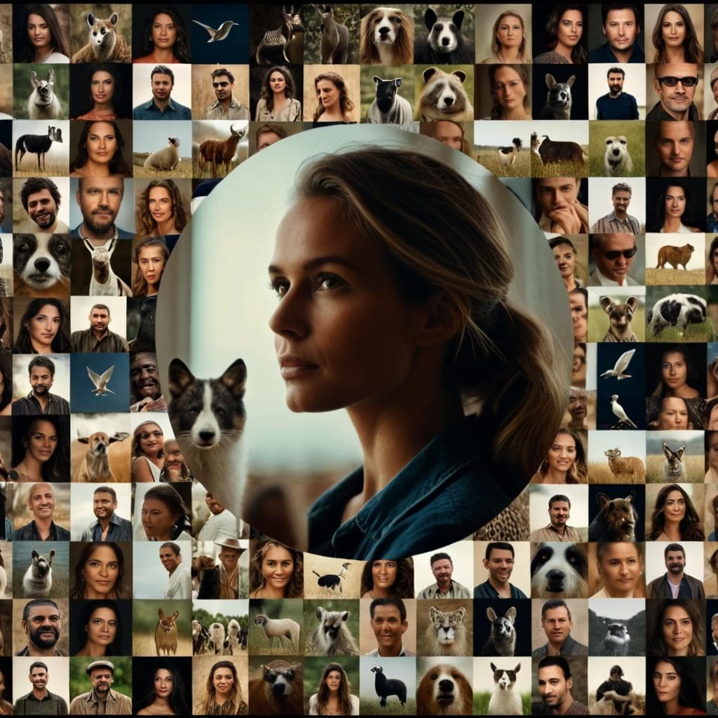 Collage (artistic composition) cinematic style F1D + Pony