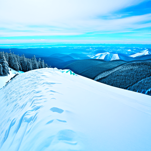 AI generated: snow slope as seen from the top of a mountain