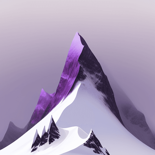 AI generated: Web design style minimalist snowy mountain with a focus on purple, with clear borders