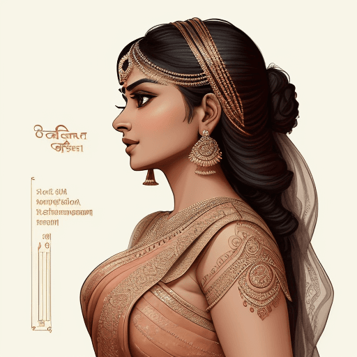 AI generated: sketch of an Indian actress, Bollywood, side view, in the style of warm tonal range, artistic, delic...