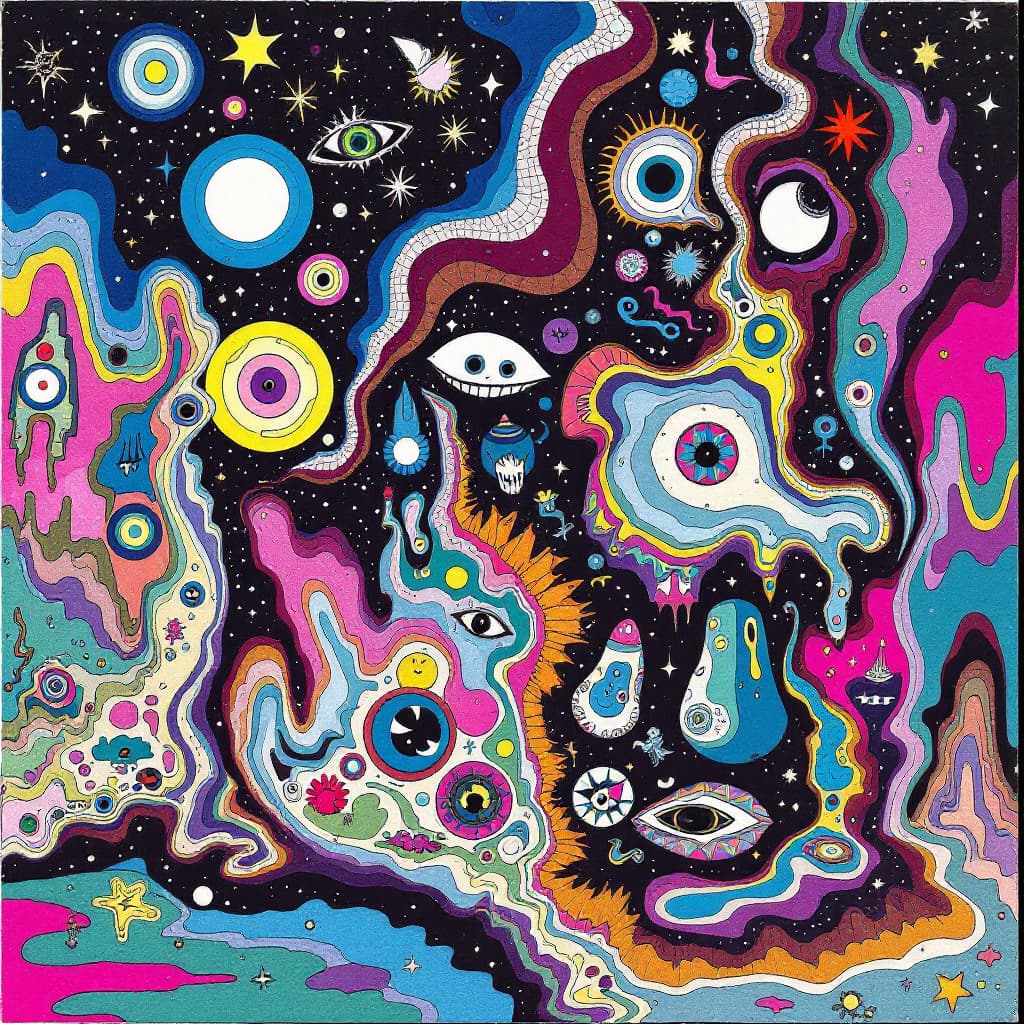 AI generated: experimental, experimental music, experimental video, new media, video art, strange, weird, trippy, ...