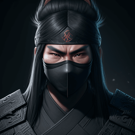 AI generated: a warrior ninja wearing a black mask and a black outfit, a character portrait of Yi Jaegwan, present...