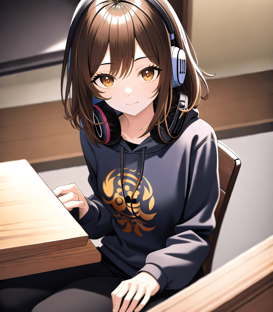 AI generated: (perfect anime illustration), 1girl, medium hair, brown hair, brown eyes, best girl hair, medium bre...